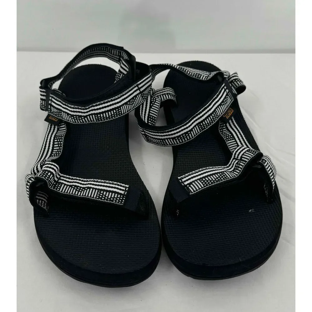 Teva Black White Strappy‎ Sport Sandals F3019A USA 9